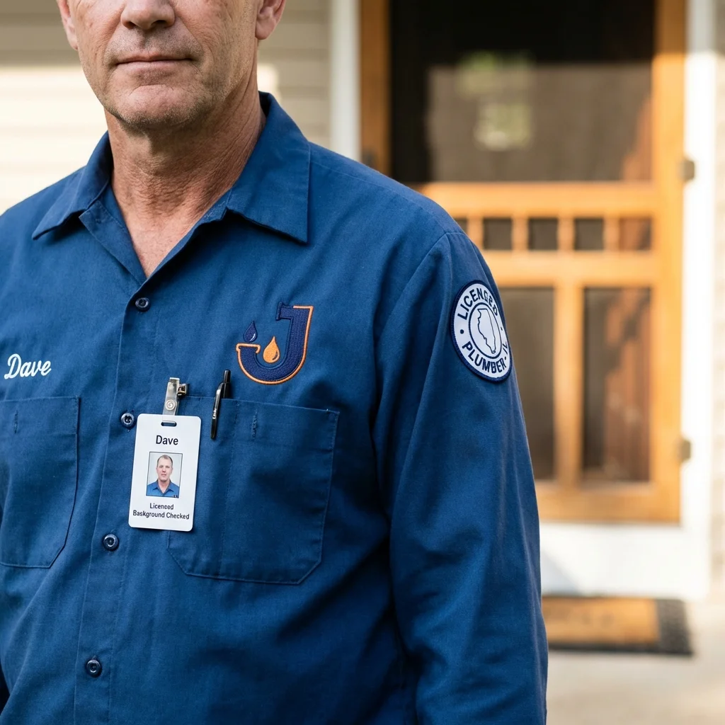 Licensed plumber showing ID badge in Saltville, VA