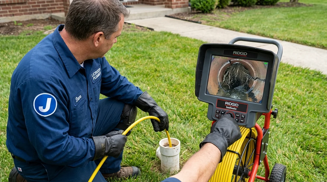 Sewer camera inspection being performed by Johns Plumbing LLC in Saltville