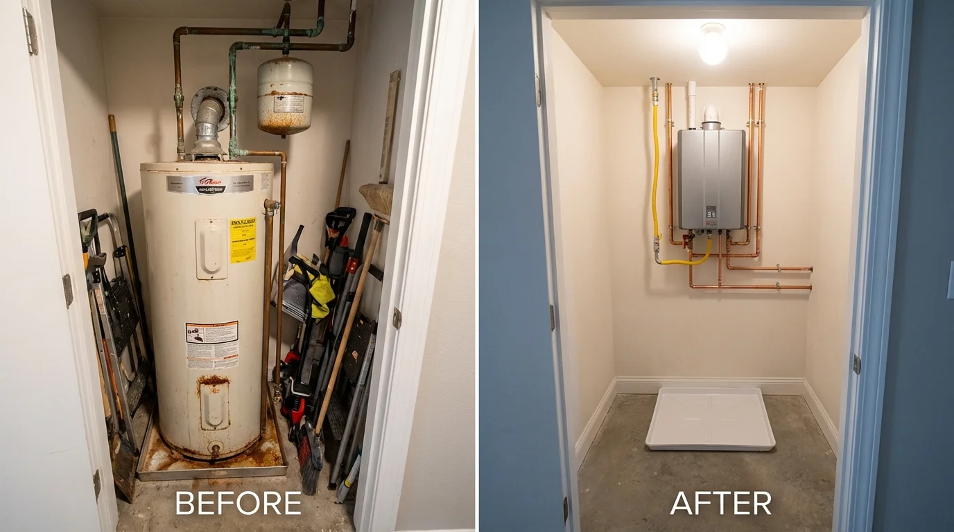 Tank water heater versus wall-mounted tankless unit comparison for Saltville, VA homeowners