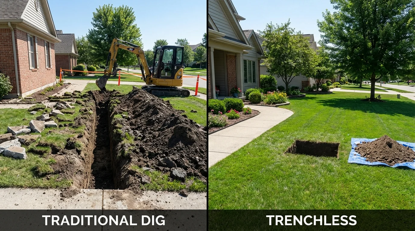 Trenchless sewer repair with minimal yard damage versus traditional excavation in Saltville, VA